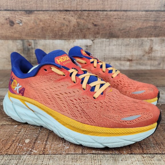 Hoka One One Shoes - Hoka One One Clifton 8 Women Sz 9 B Orange Athletic Trainer Sneaker Running Shoe